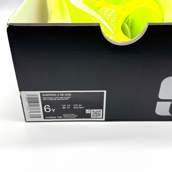 Nike Sabrina 2 Volt Lime Basketball Shoes Sz 6Y / 7.5 W New Sneaker HJ3905-700 - Picture 10 of 11
